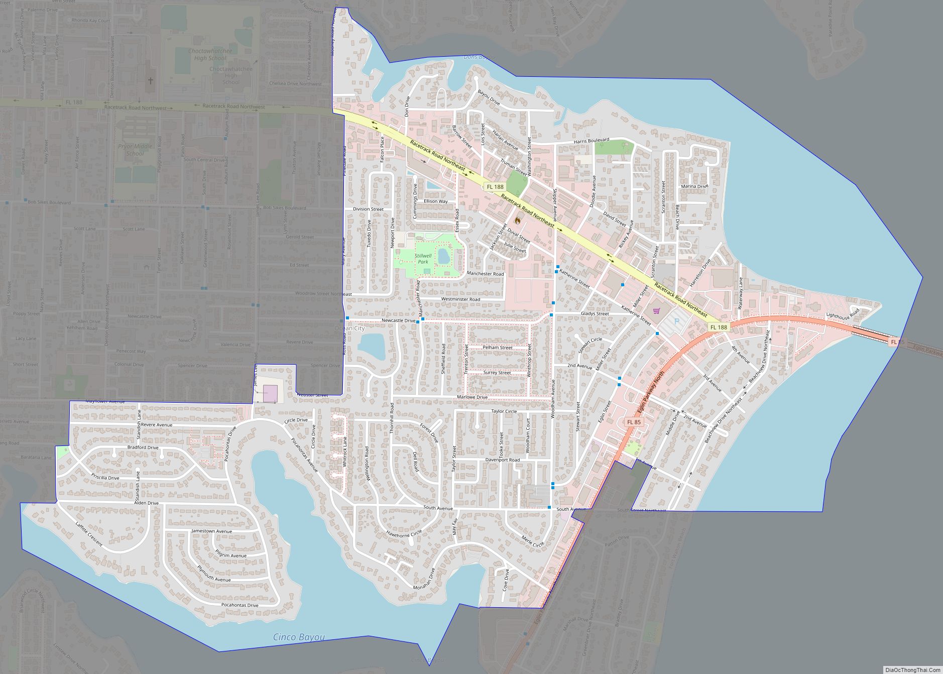 Map of Ocean City CDP