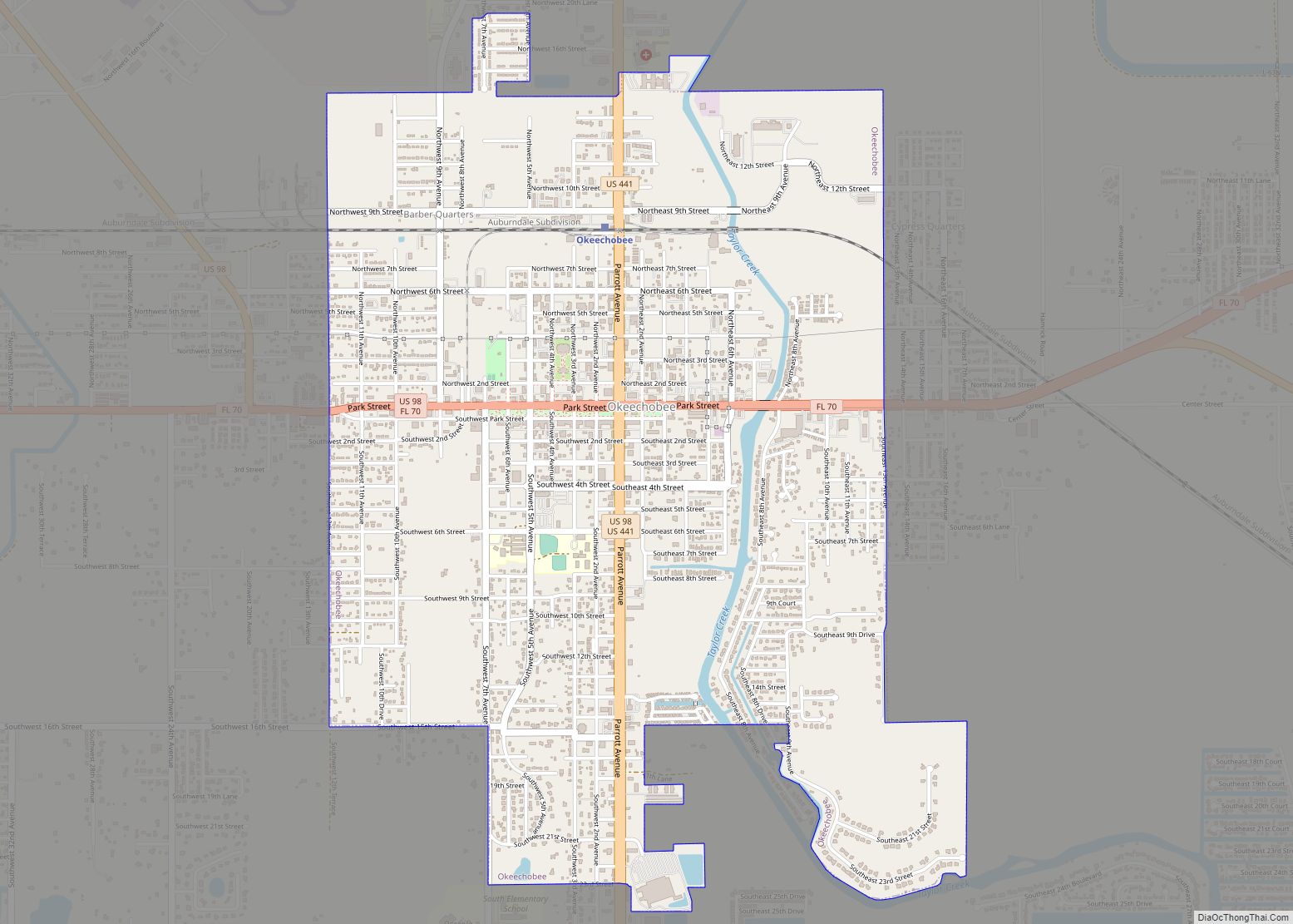 Map of Okeechobee city