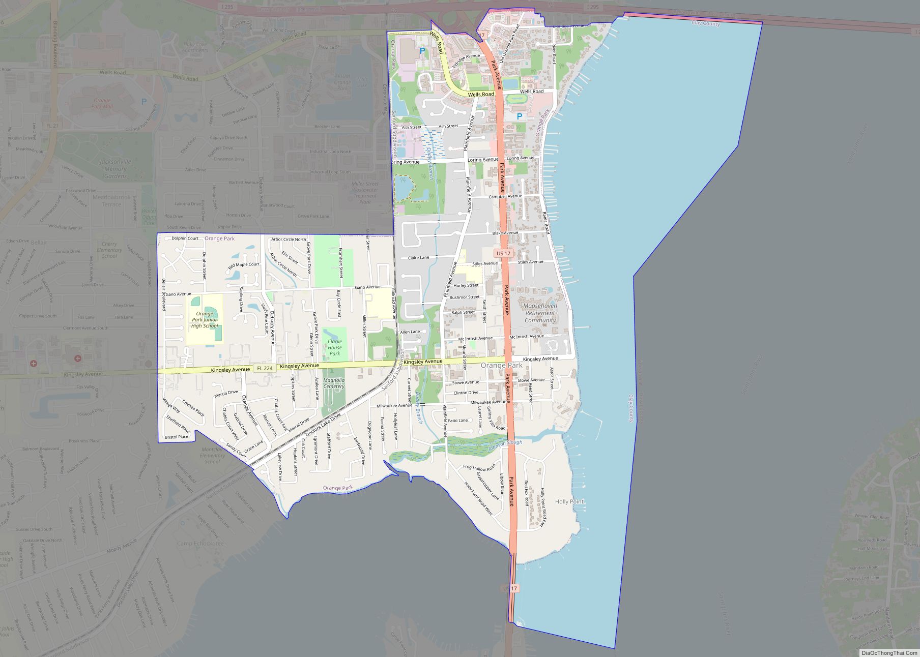 Map of Orange Park town