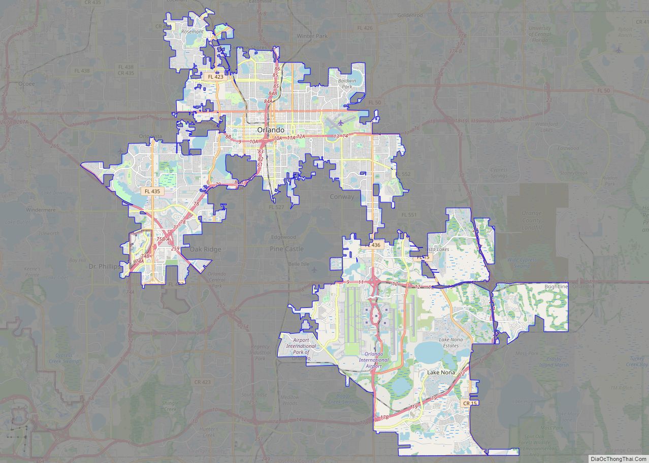 Map of Orlando city