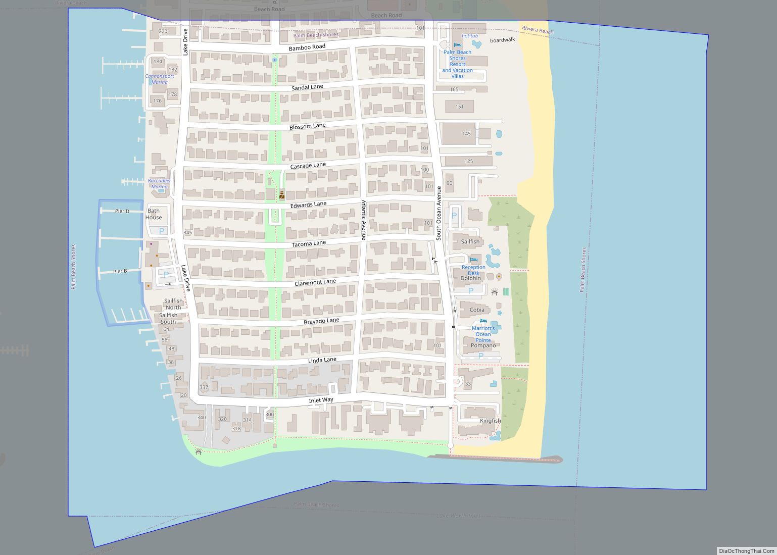Map of Palm Beach Shores town
