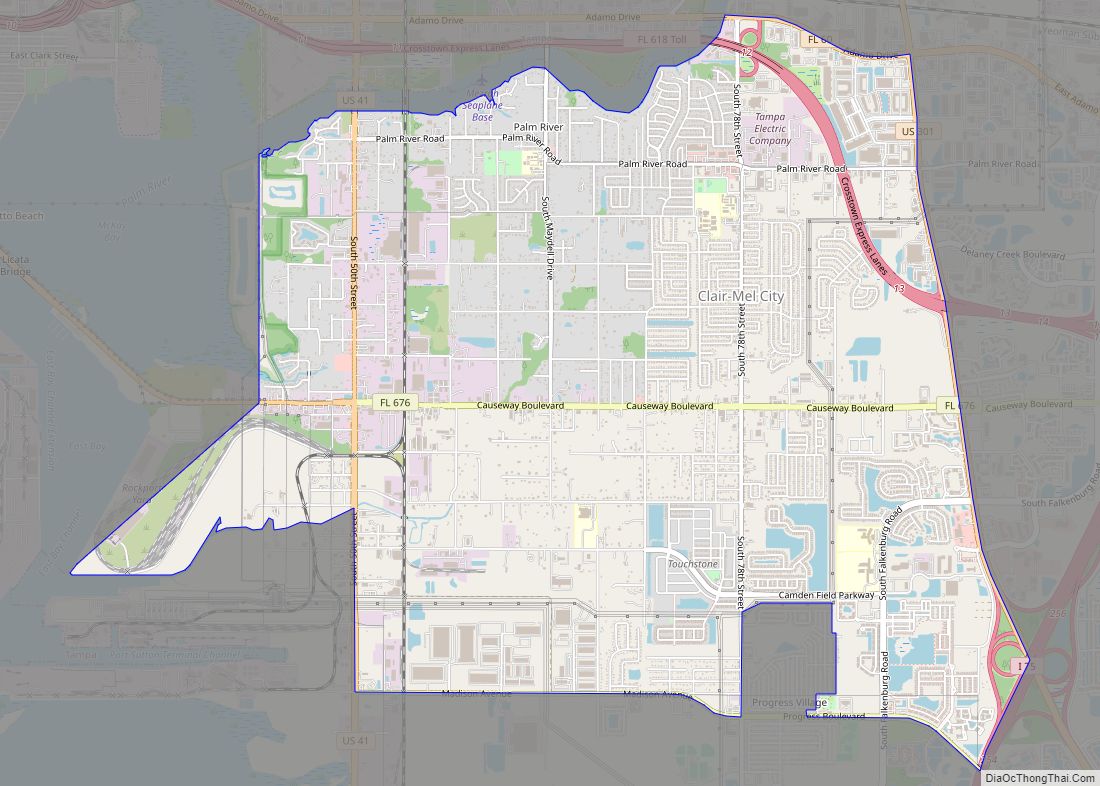 Map of Palm River-Clair Mel CDP