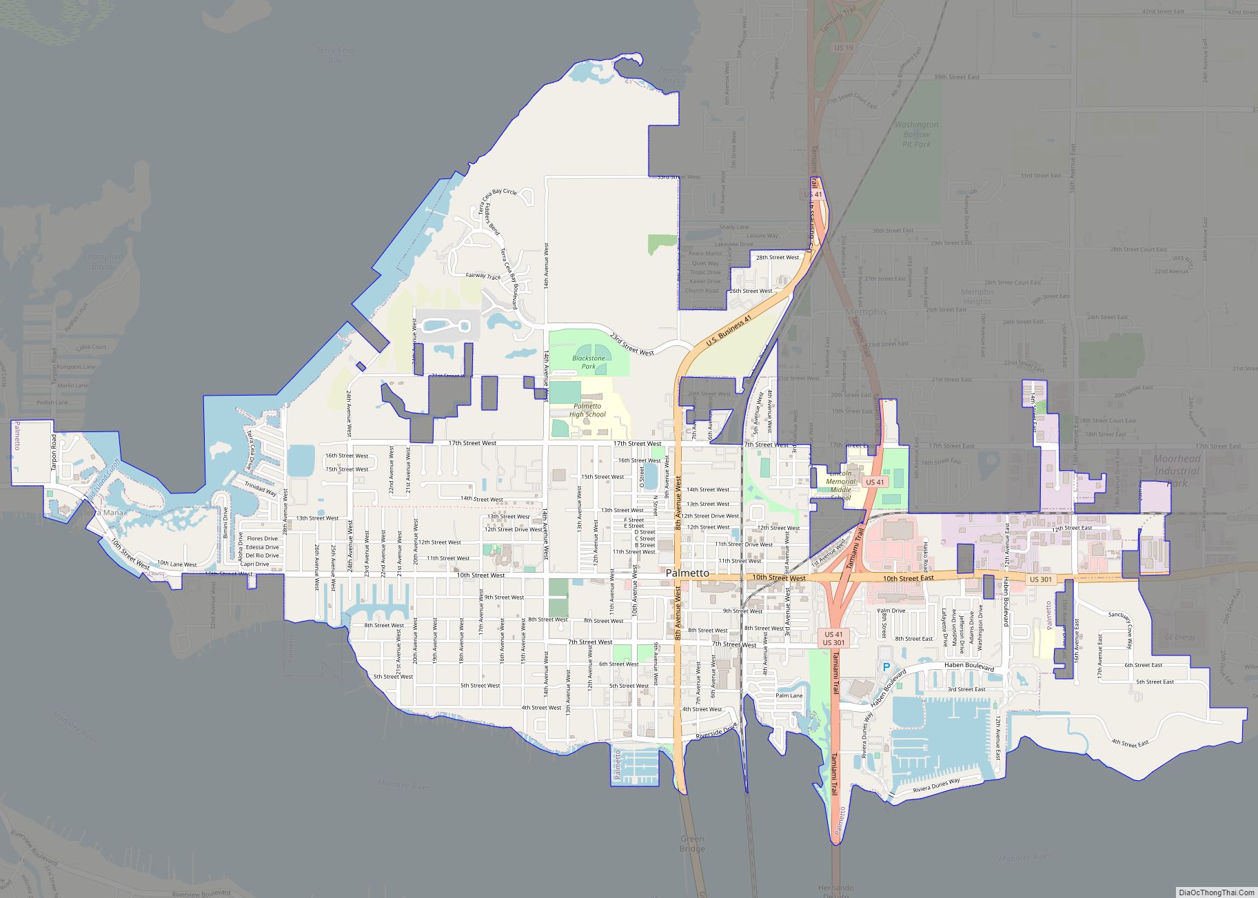 Map of Palmetto city