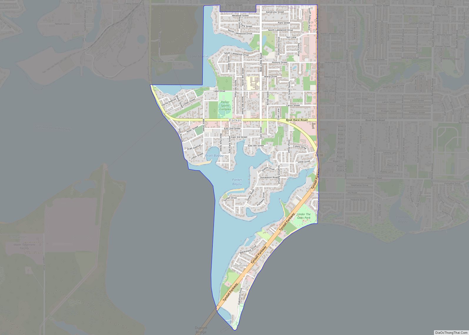Map of Parker city, Florida
