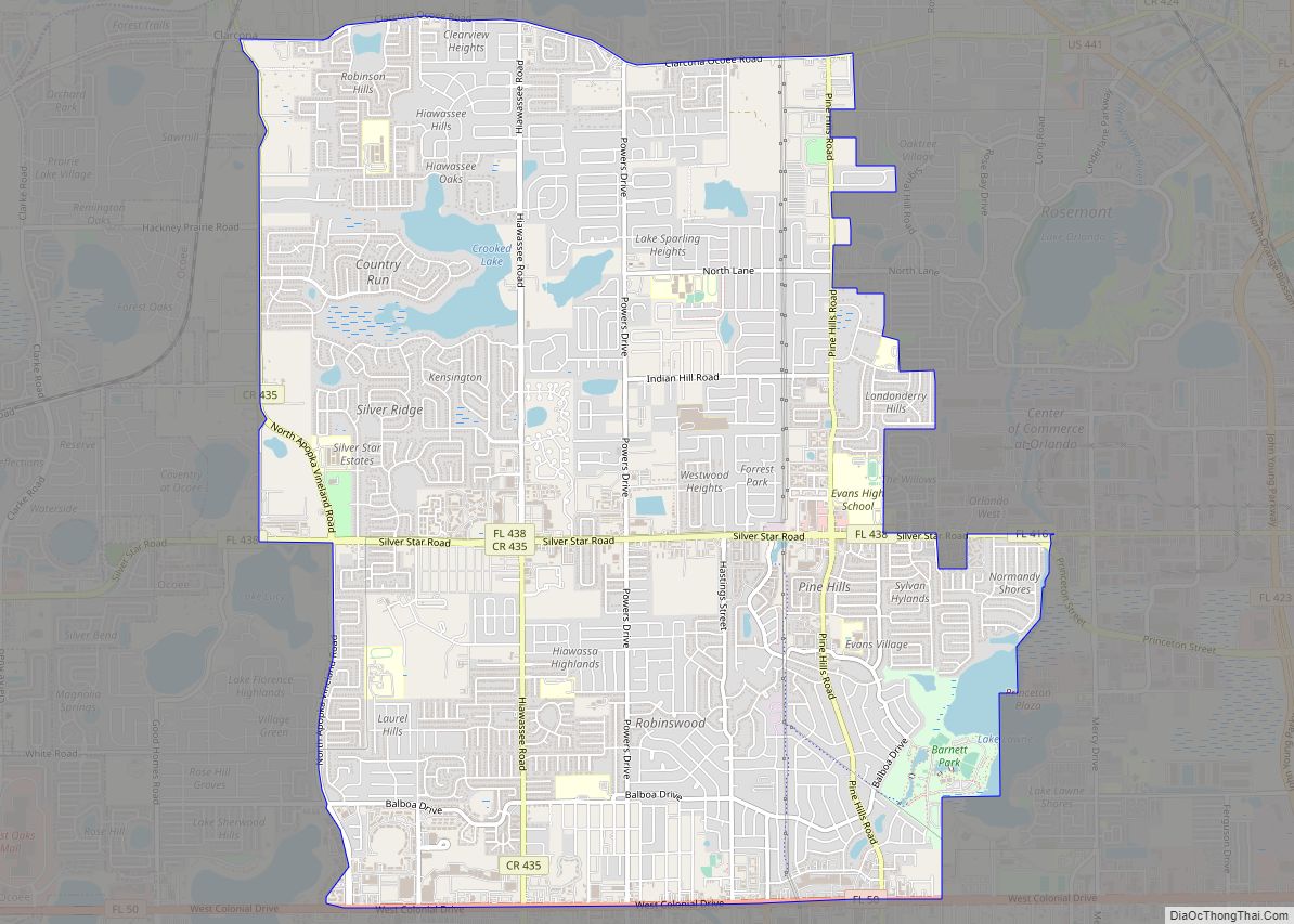 Map of Pine Hills CDP, Florida
