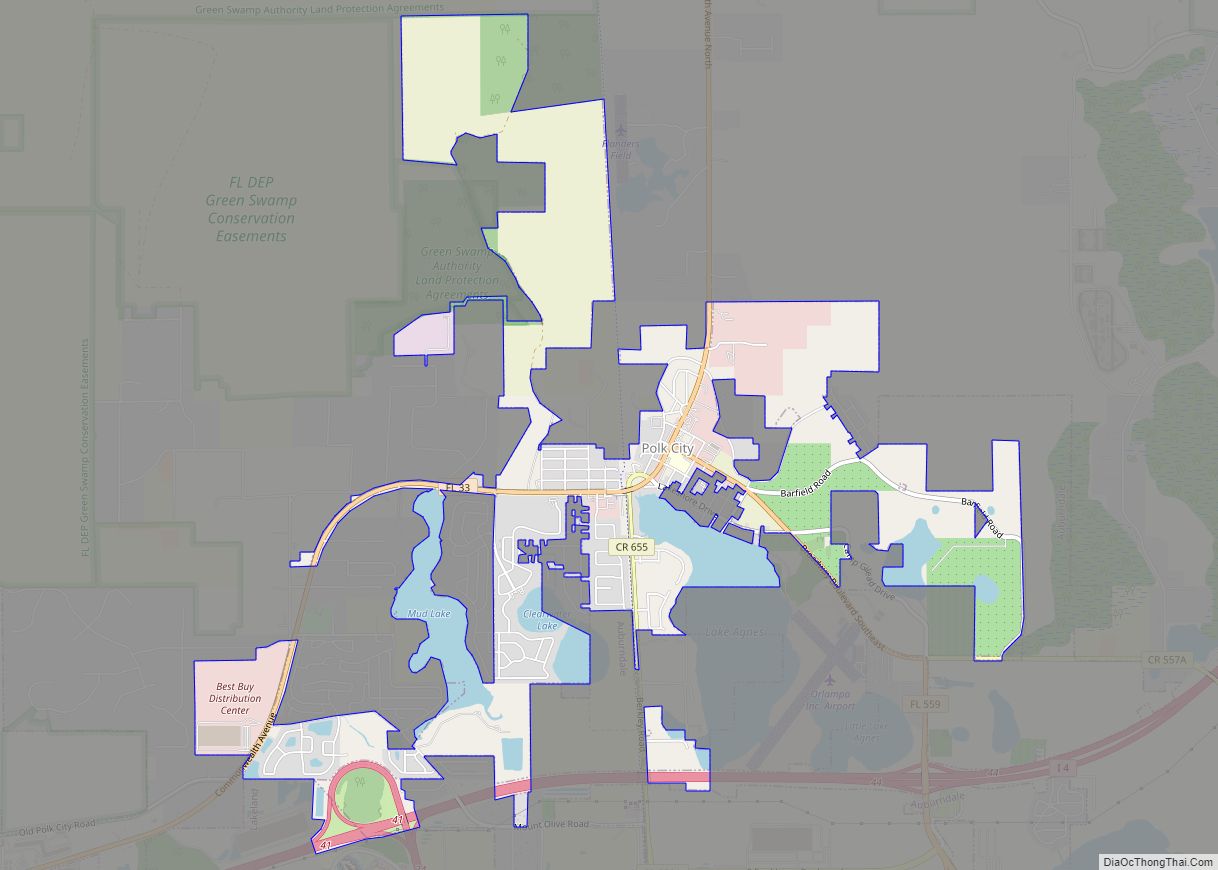 Map of Polk City town