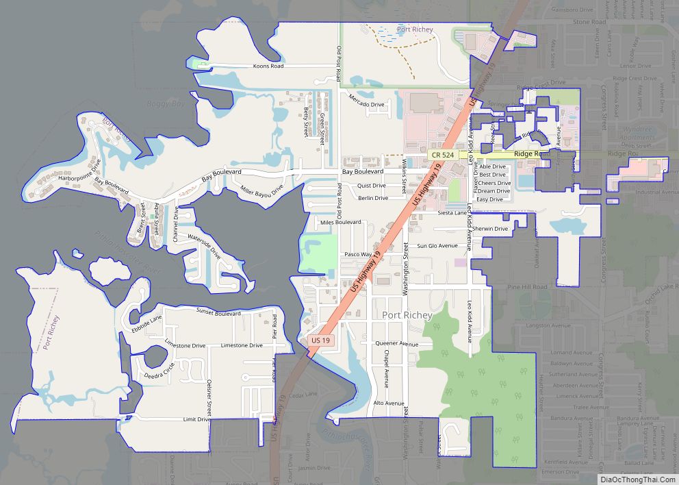 Map of Port Richey city