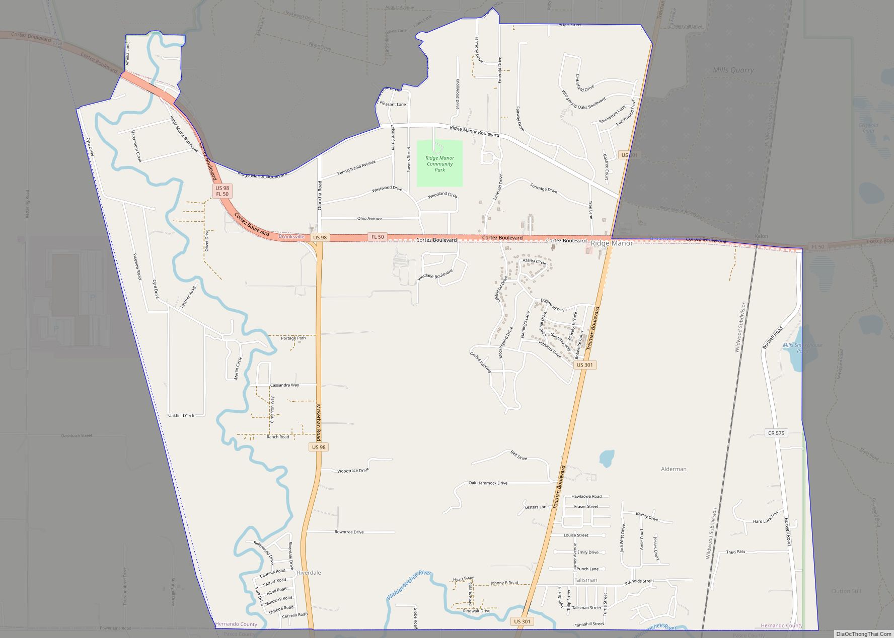 Map of Ridge Manor CDP