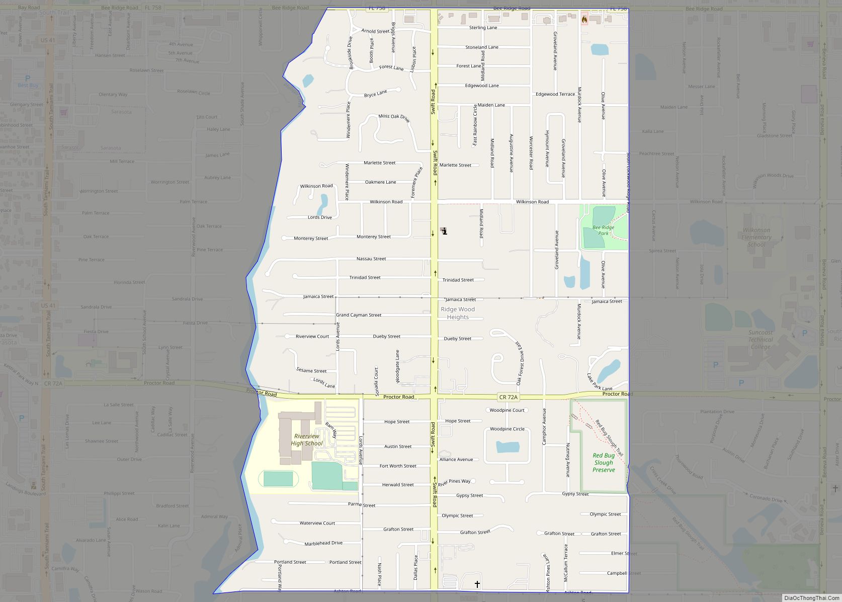 Map of Ridge Wood Heights CDP