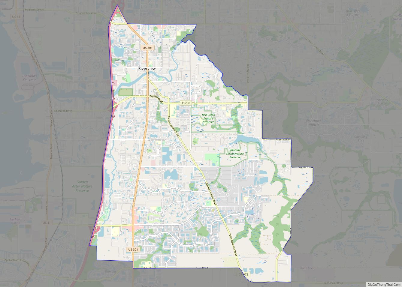 Map of Riverview CDP, Florida