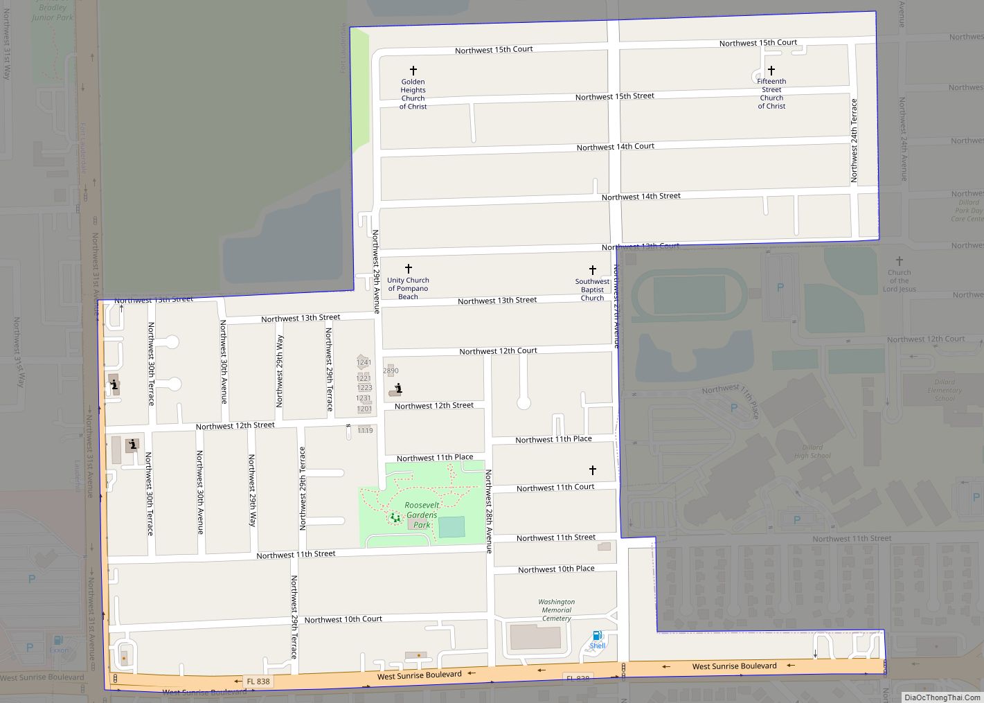 Map of Roosevelt Gardens CDP