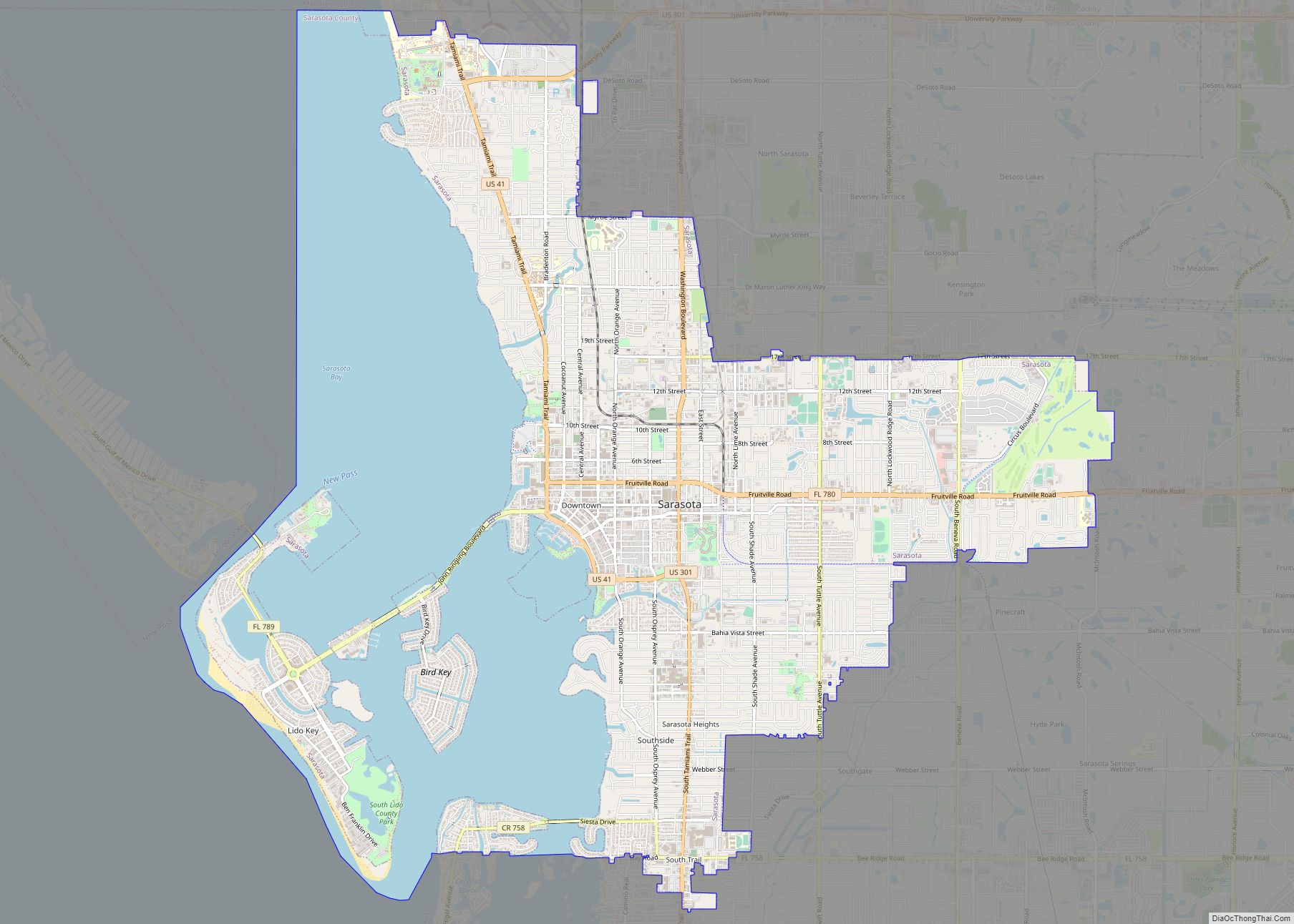 Map of Sarasota city