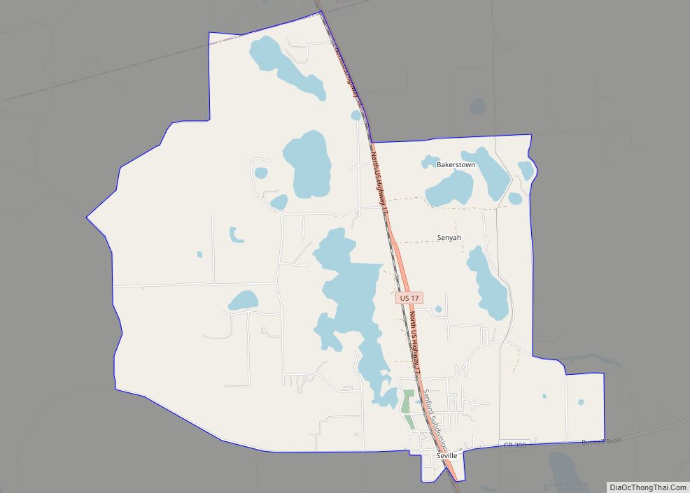 Map of Seville CDP, Florida