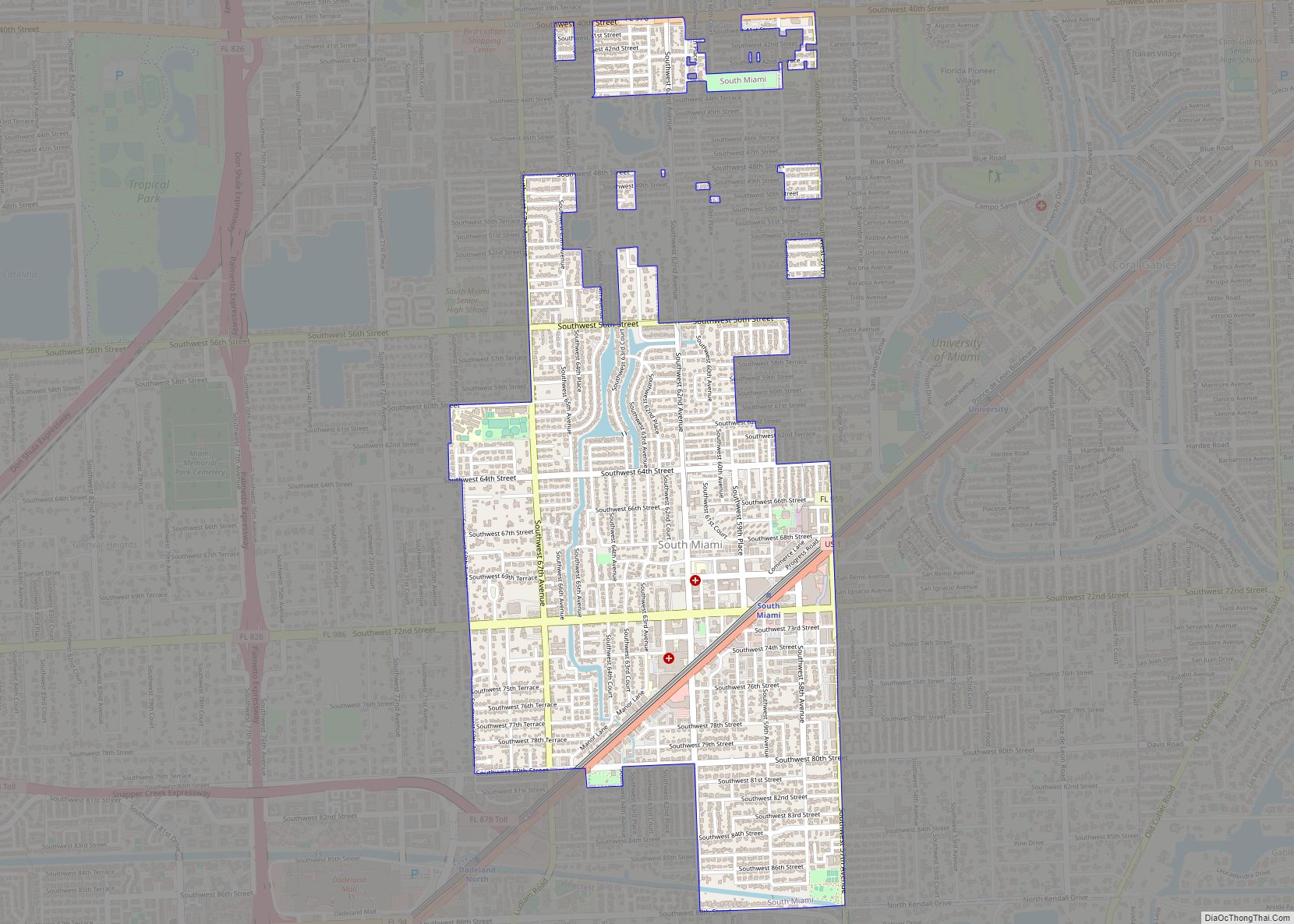 Map of South Miami city
