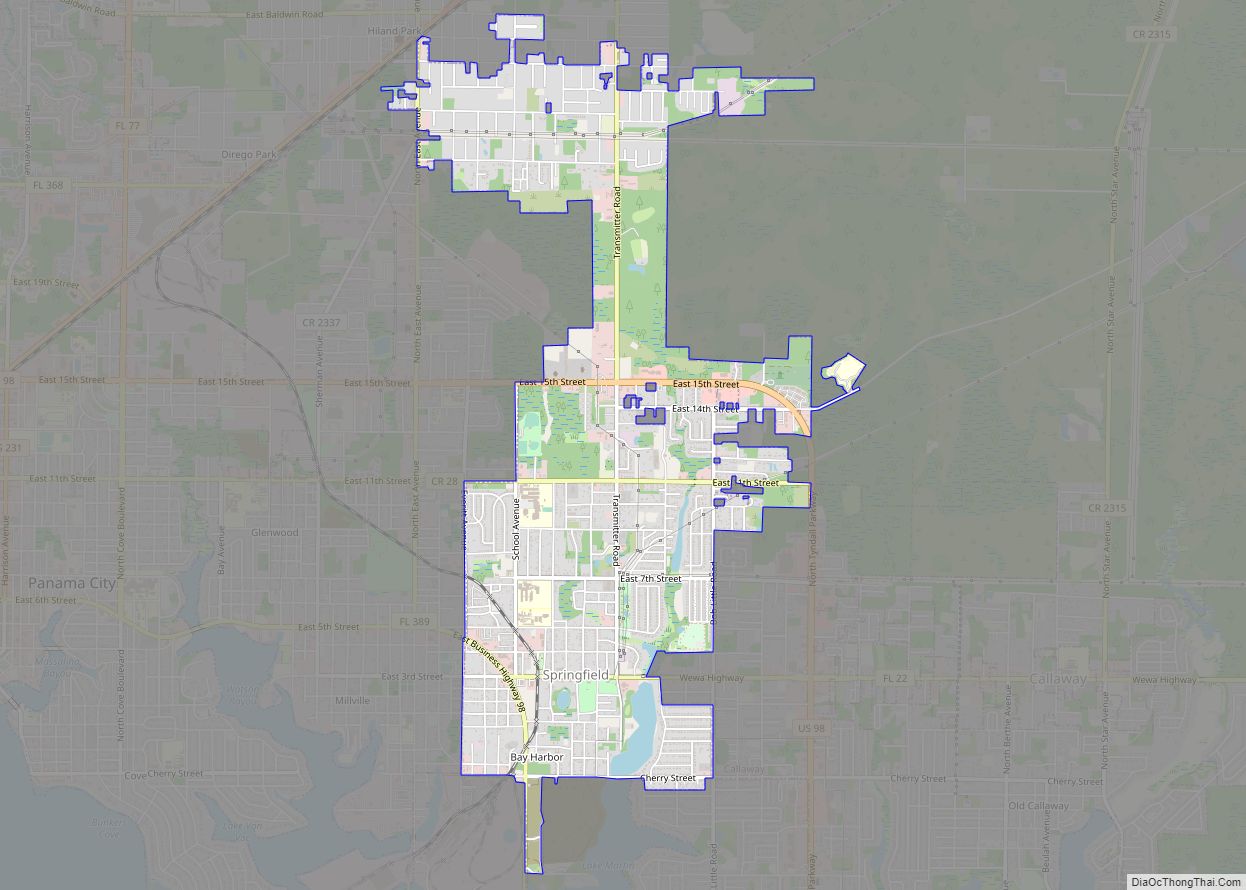 Map of Springfield city, Florida