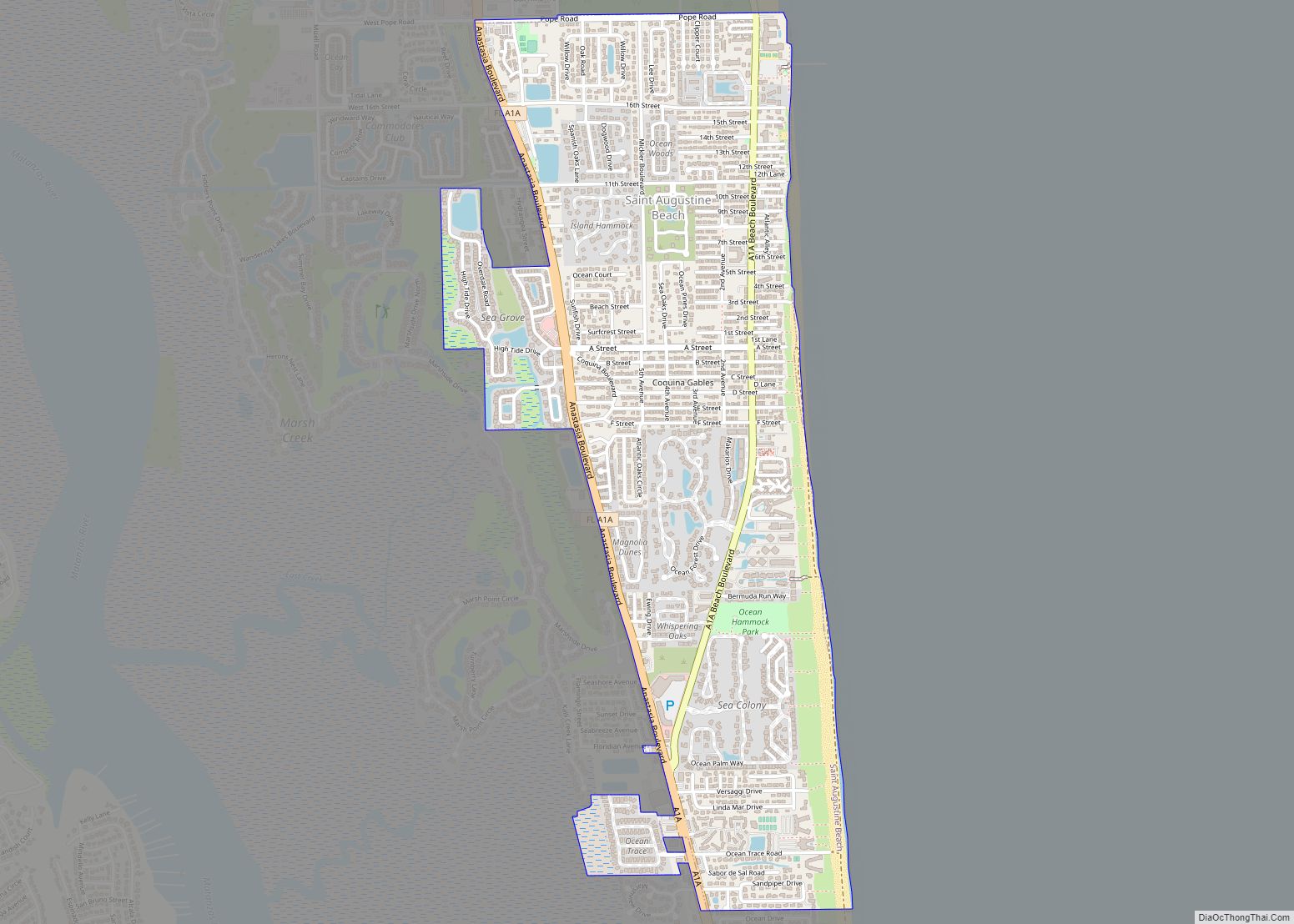 Map of St. Augustine Beach city