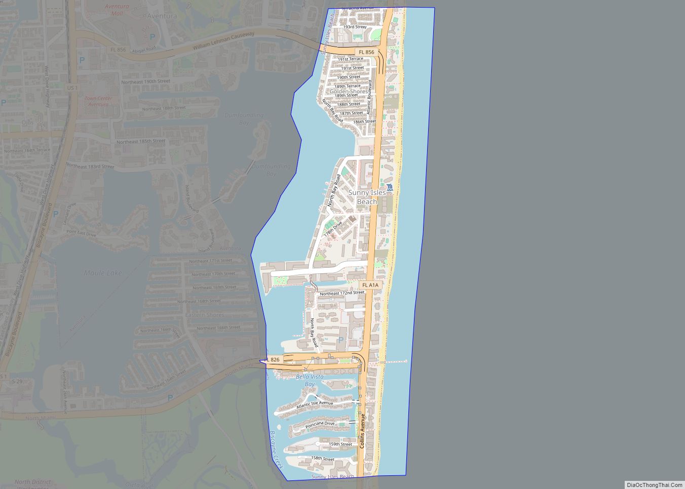 Map of Sunny Isles Beach city