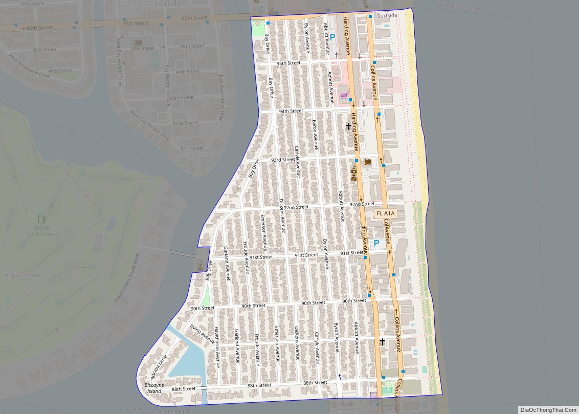 Map of Surfside town