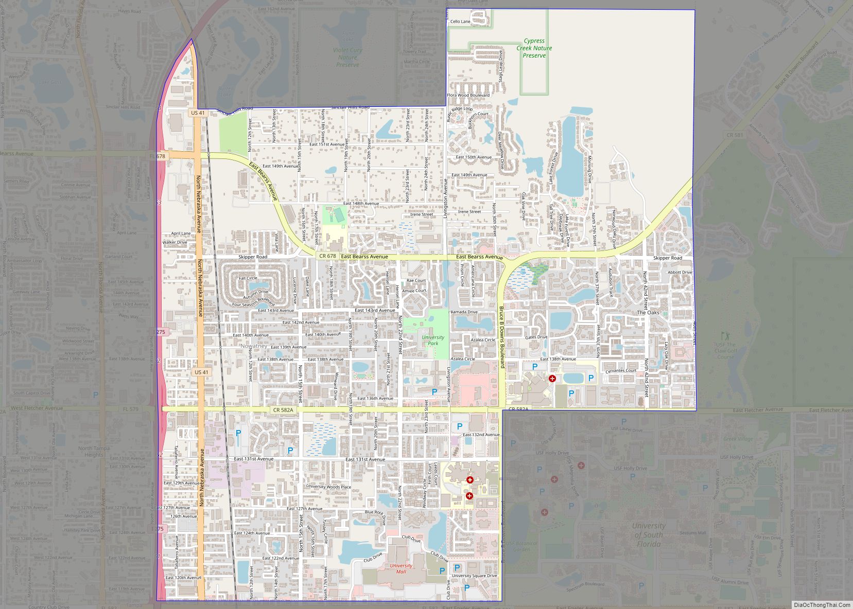 Map of University CDP