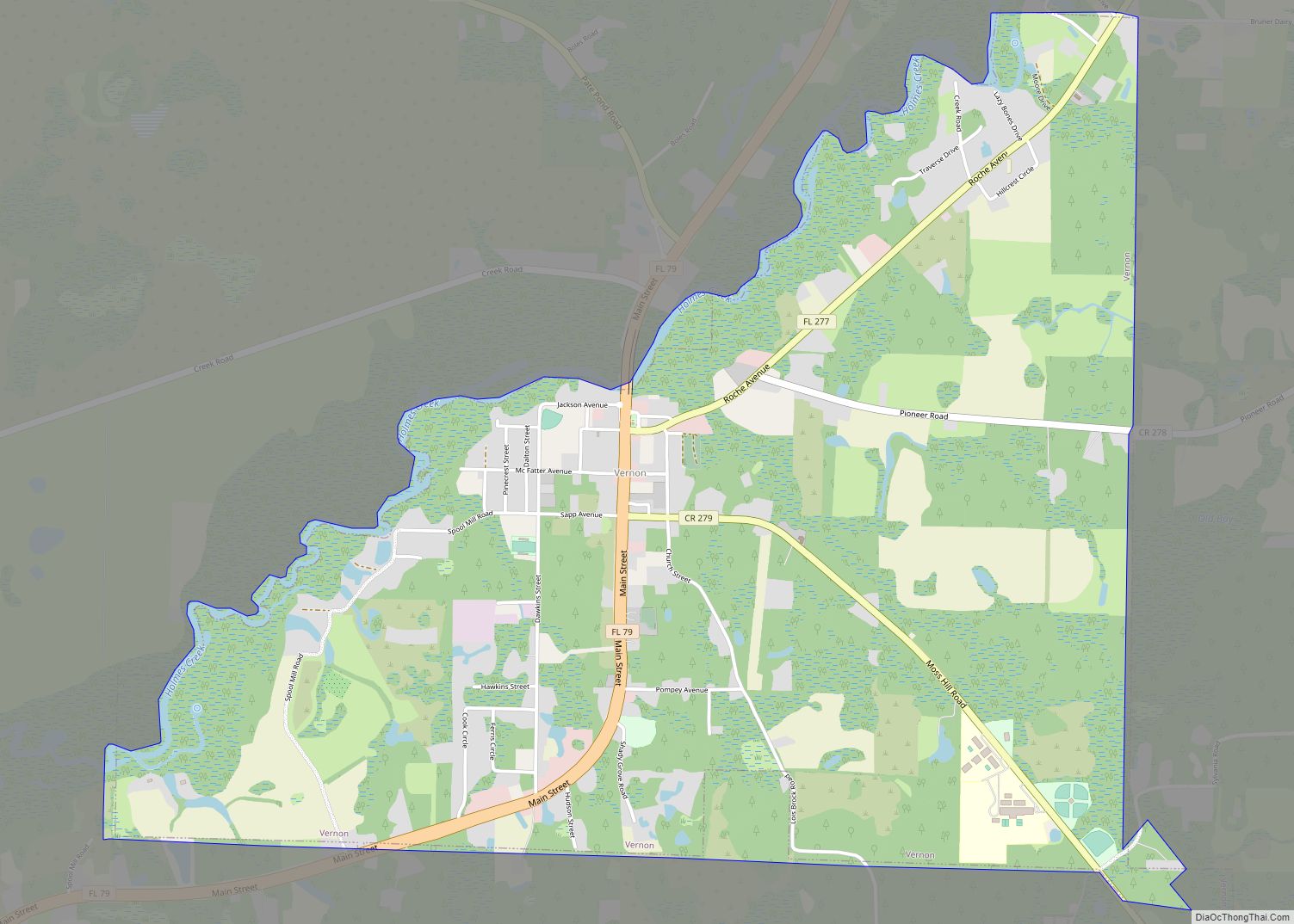 Map of Vernon city, Florida