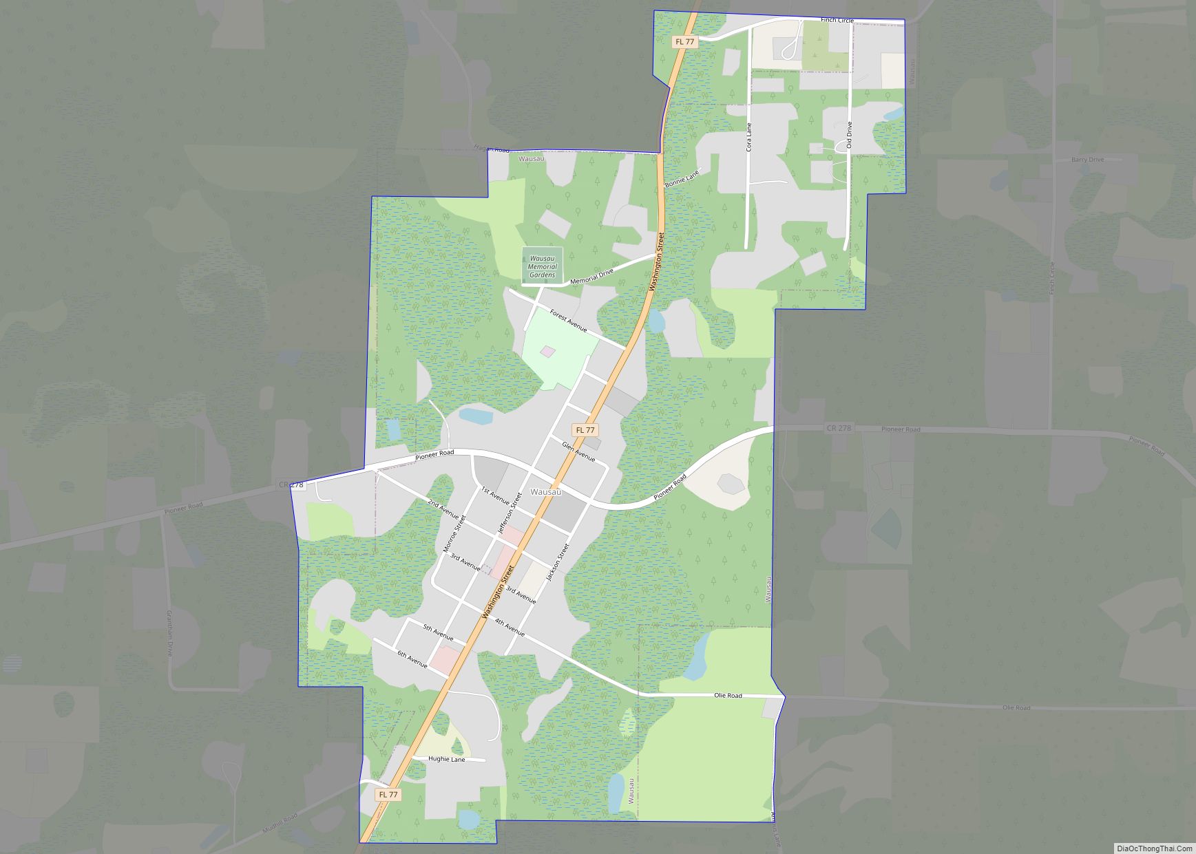 Map of Wausau town