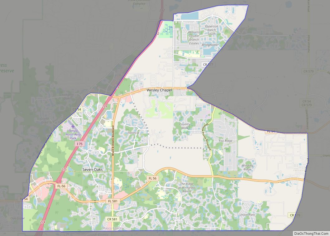 Map of Wesley Chapel CDP