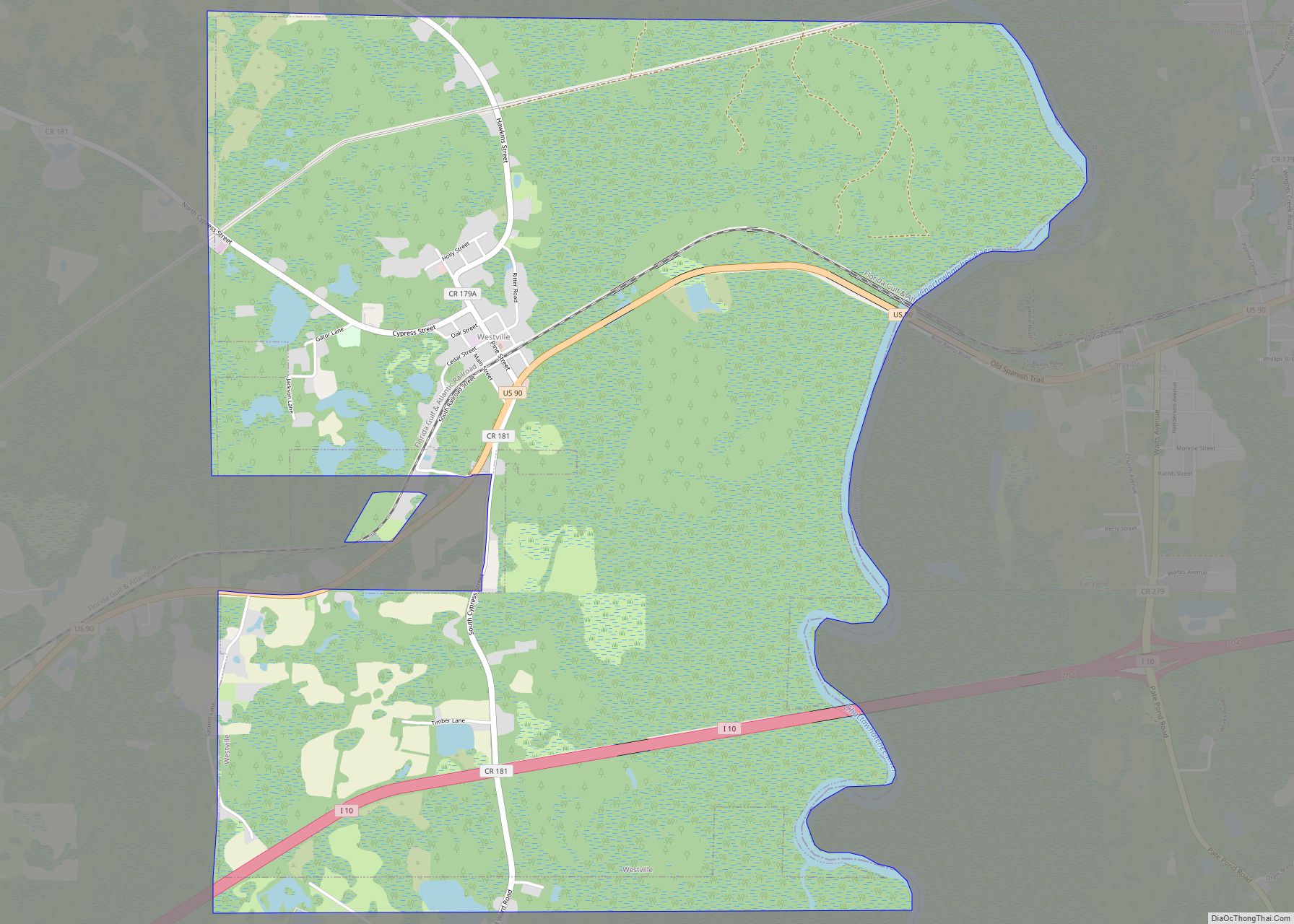 Map of Westville town