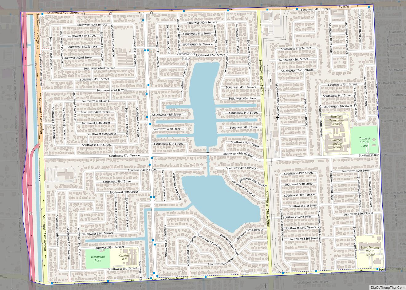 Map of Westwood Lakes CDP