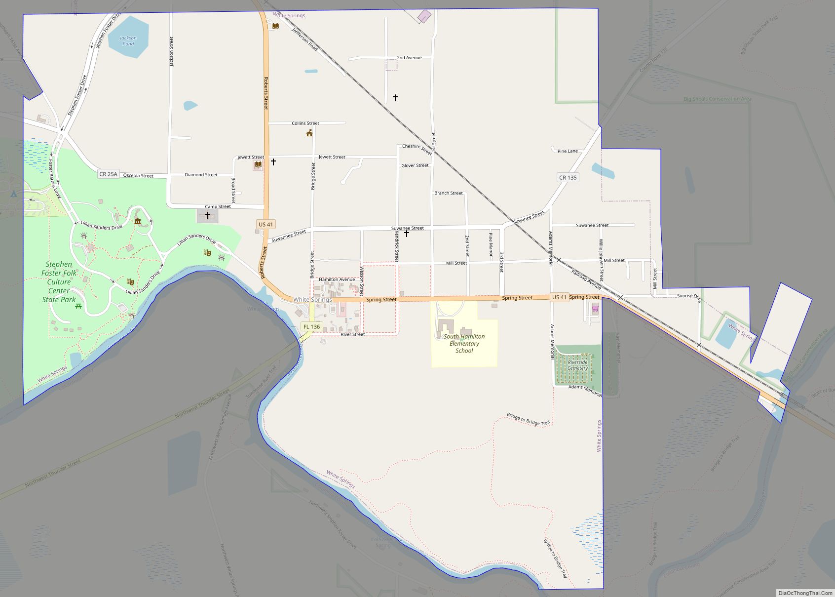 Map of White Springs town