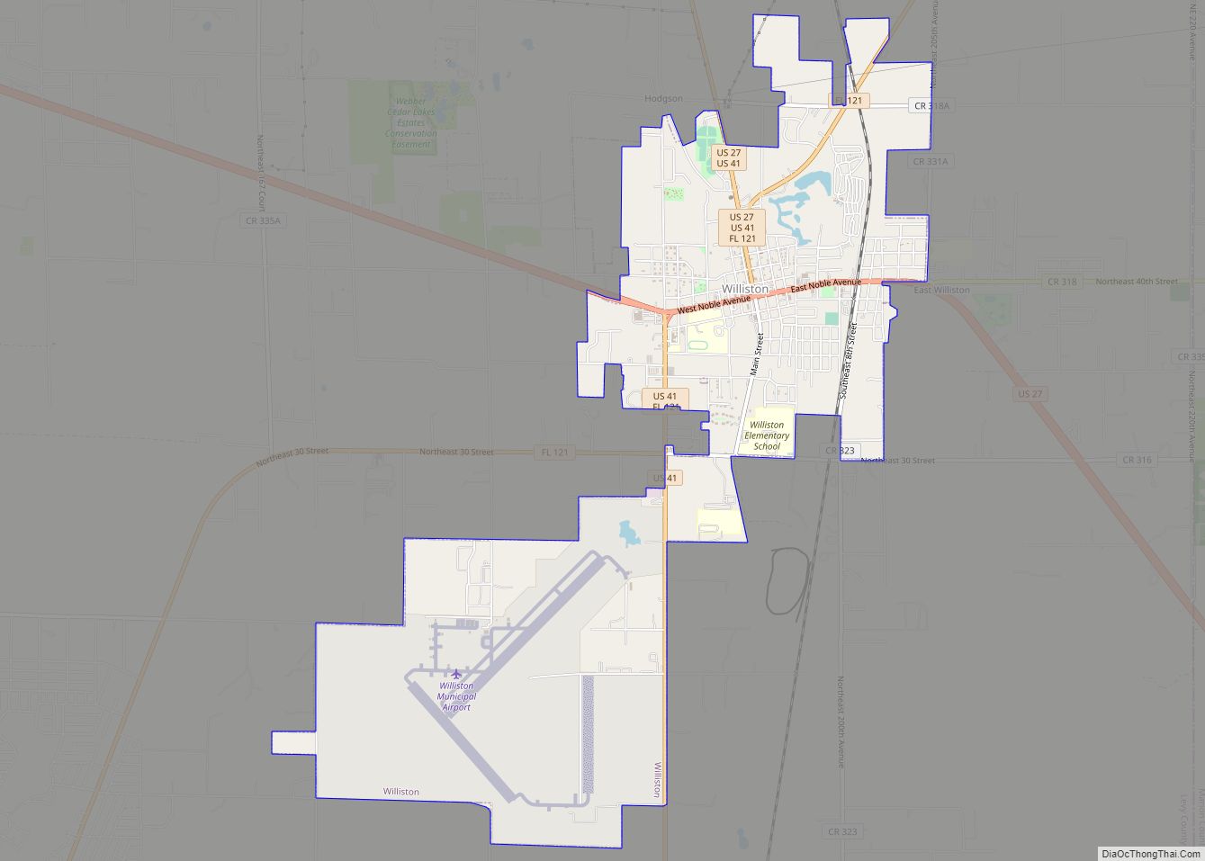 Map of Williston city