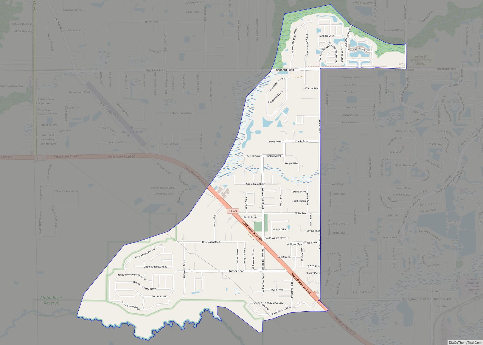 Map of Willow Oak CDP