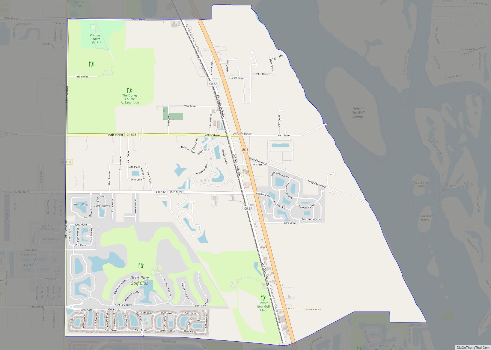 Map of Winter Beach CDP