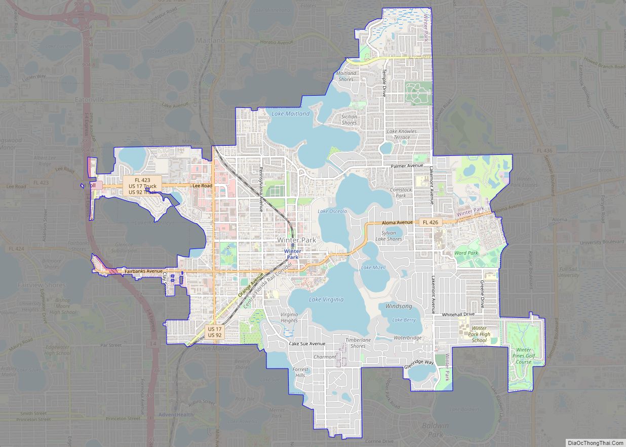 Map of Winter Park city, Florida