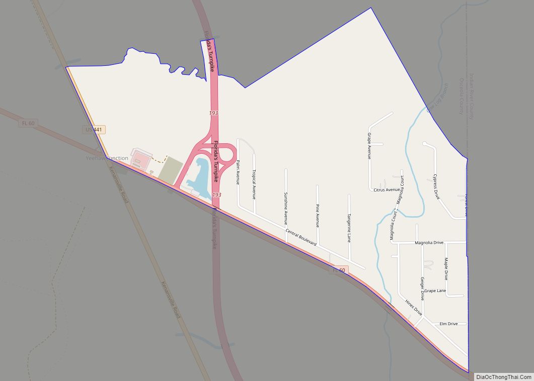 Map of Yeehaw Junction CDP