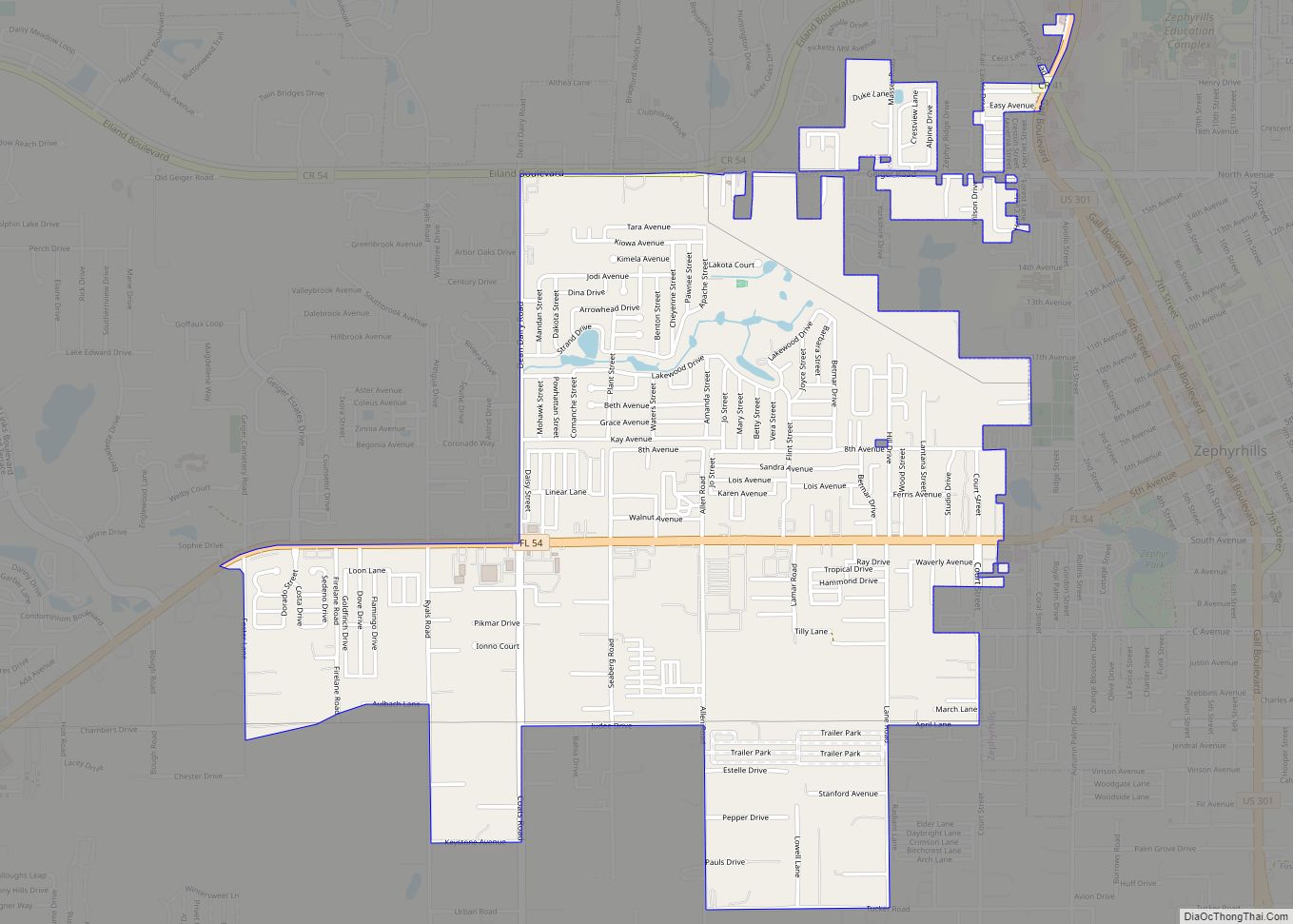 Map of Zephyrhills West CDP