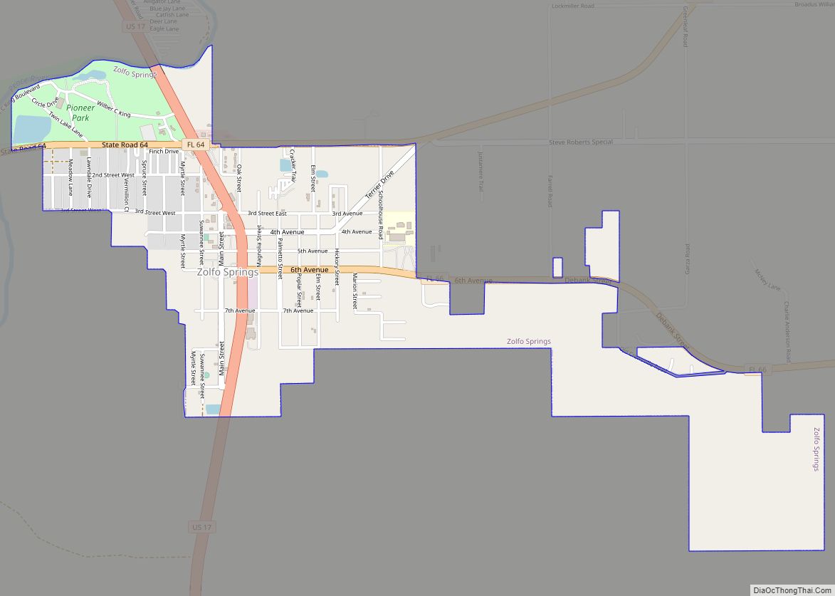 Map of Zolfo Springs town