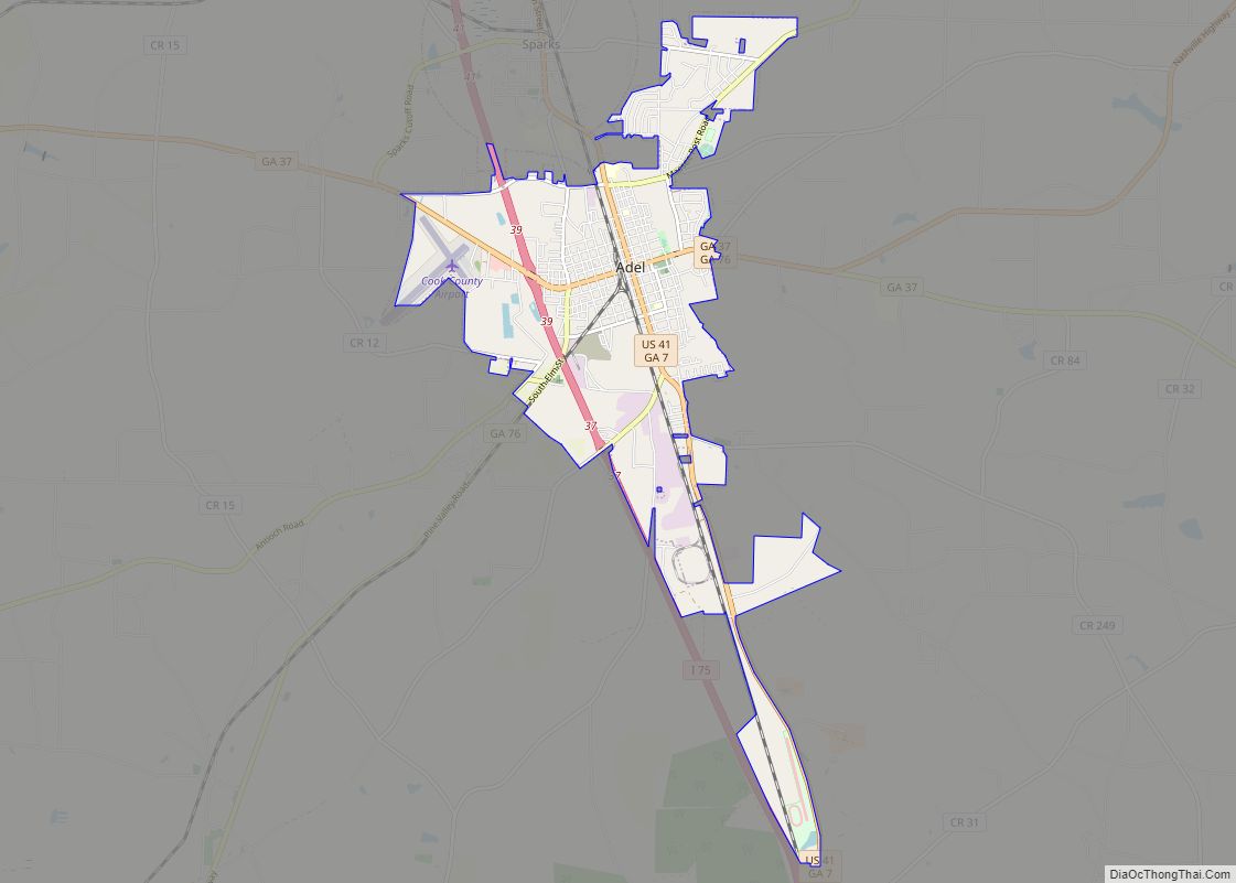 Map of Adel city, Georgia
