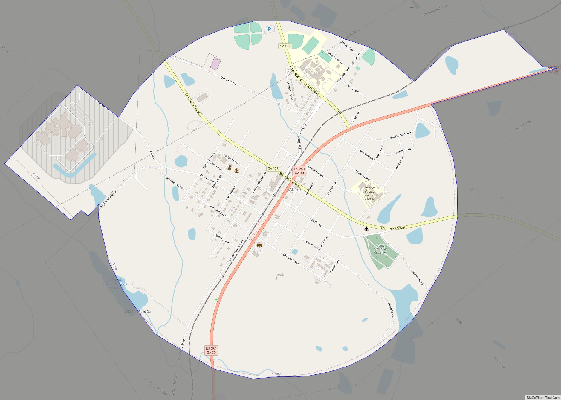 Map of Alamo town, Georgia