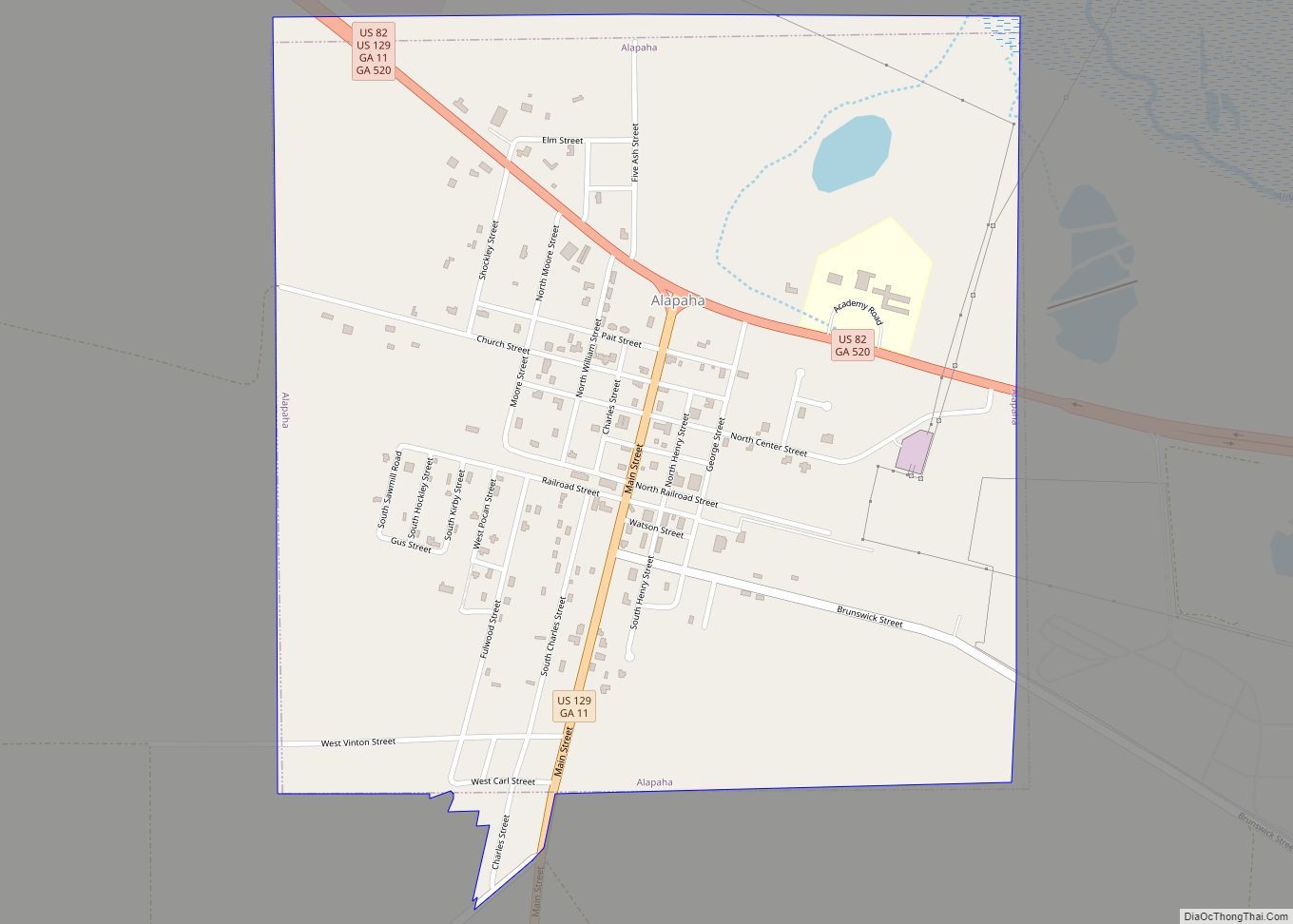 Map of Alapaha town