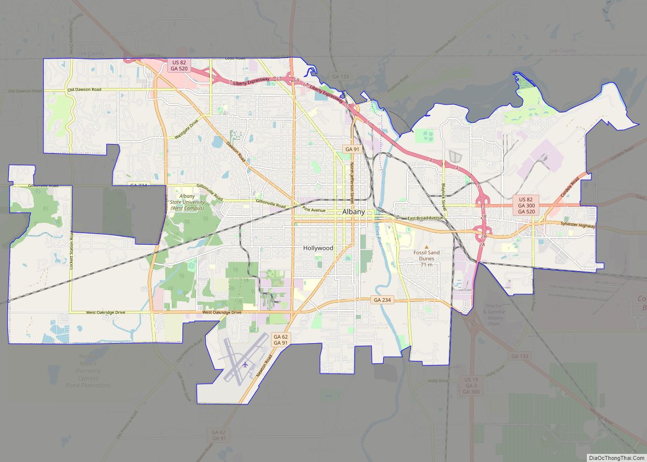 Map of Albany city, Georgia