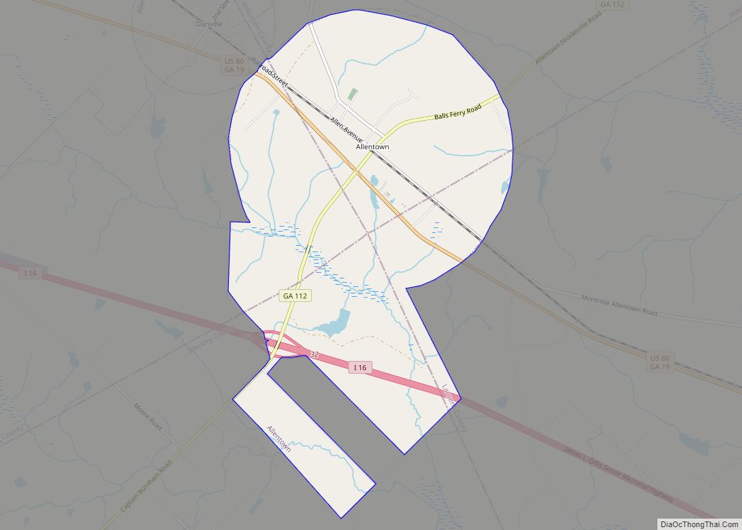 Map of Allentown city, Georgia