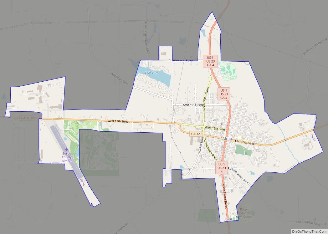 Map of Alma city, Georgia
