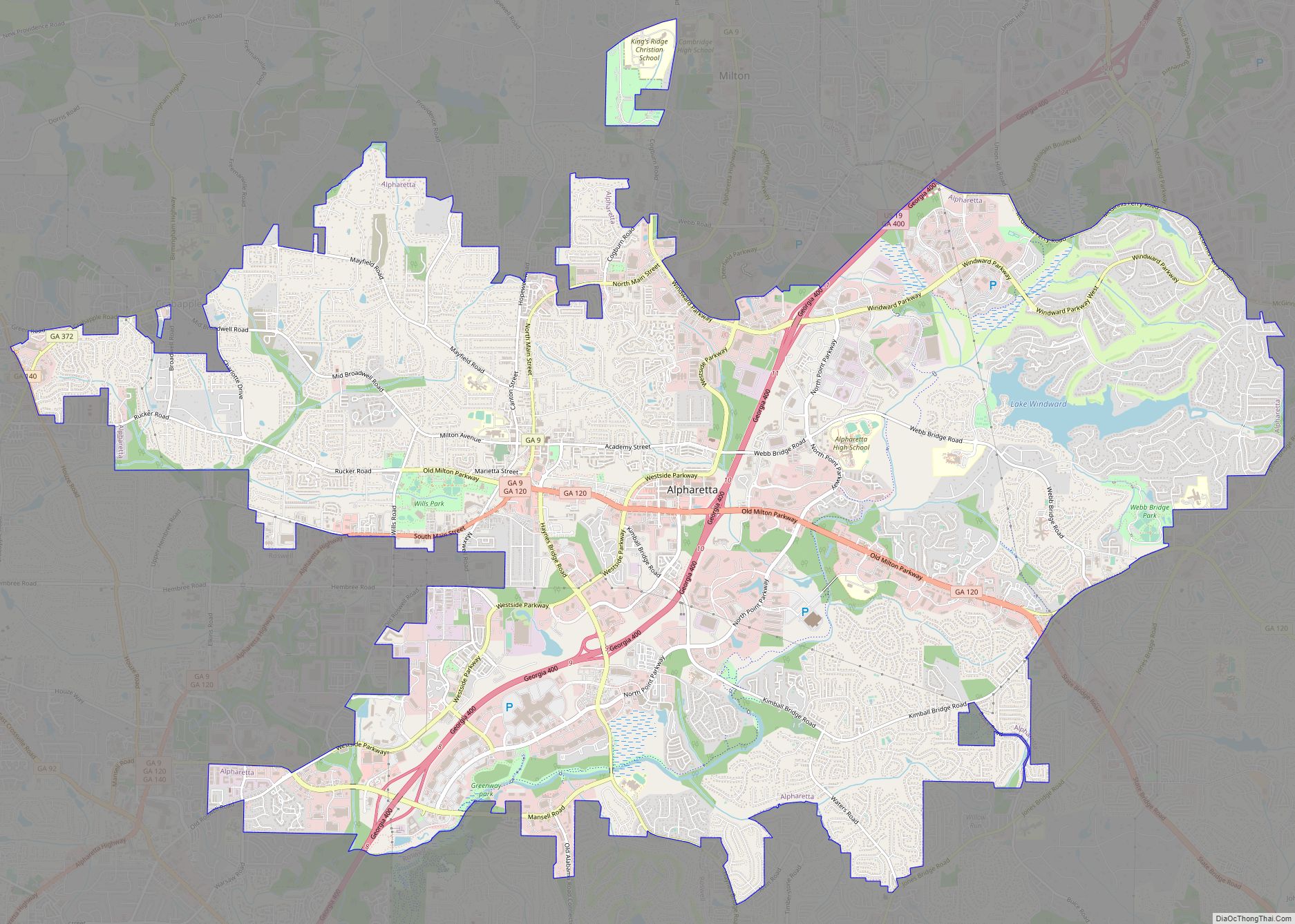 Map of Alpharetta city