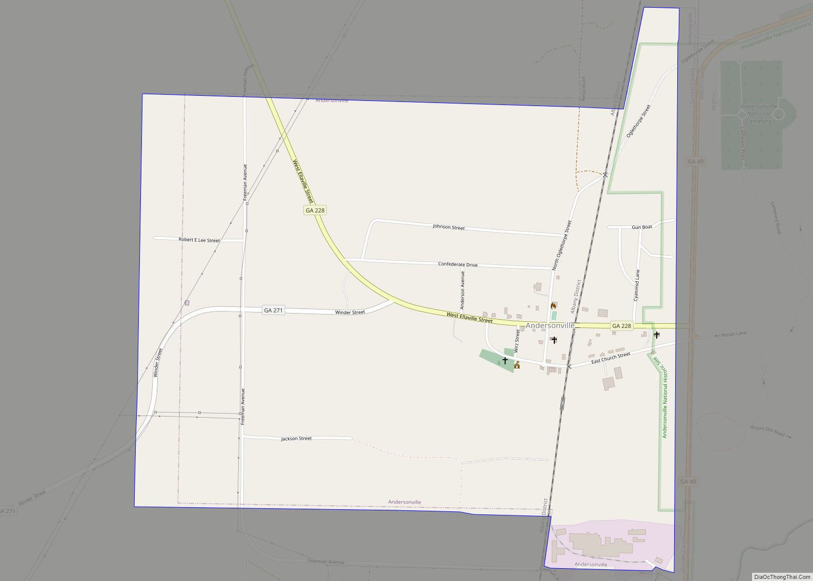 Map of Andersonville city, Georgia