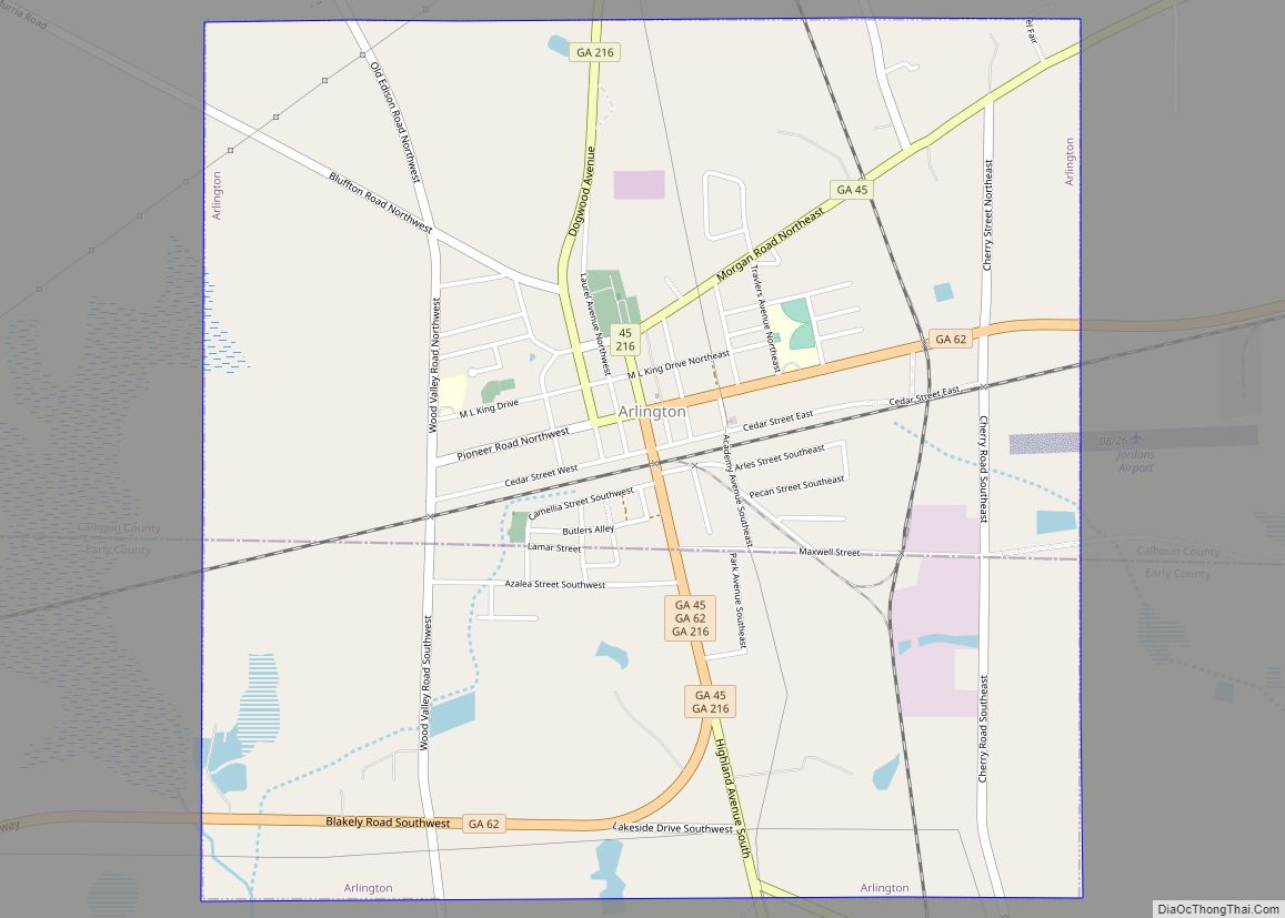 Map of Arlington city, Georgia