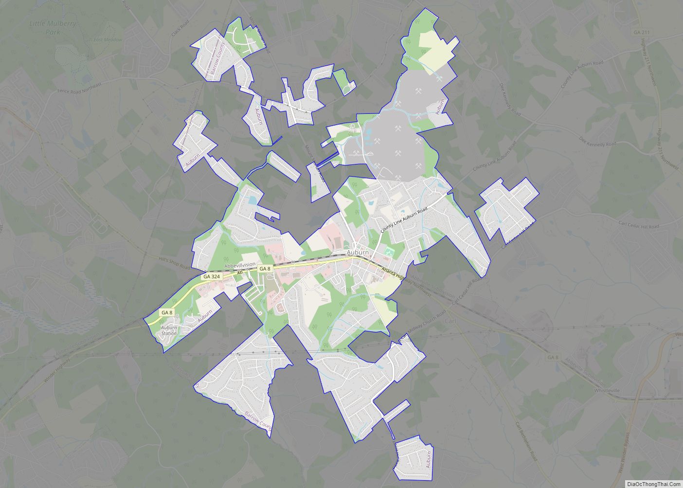 Map of Auburn city, Georgia