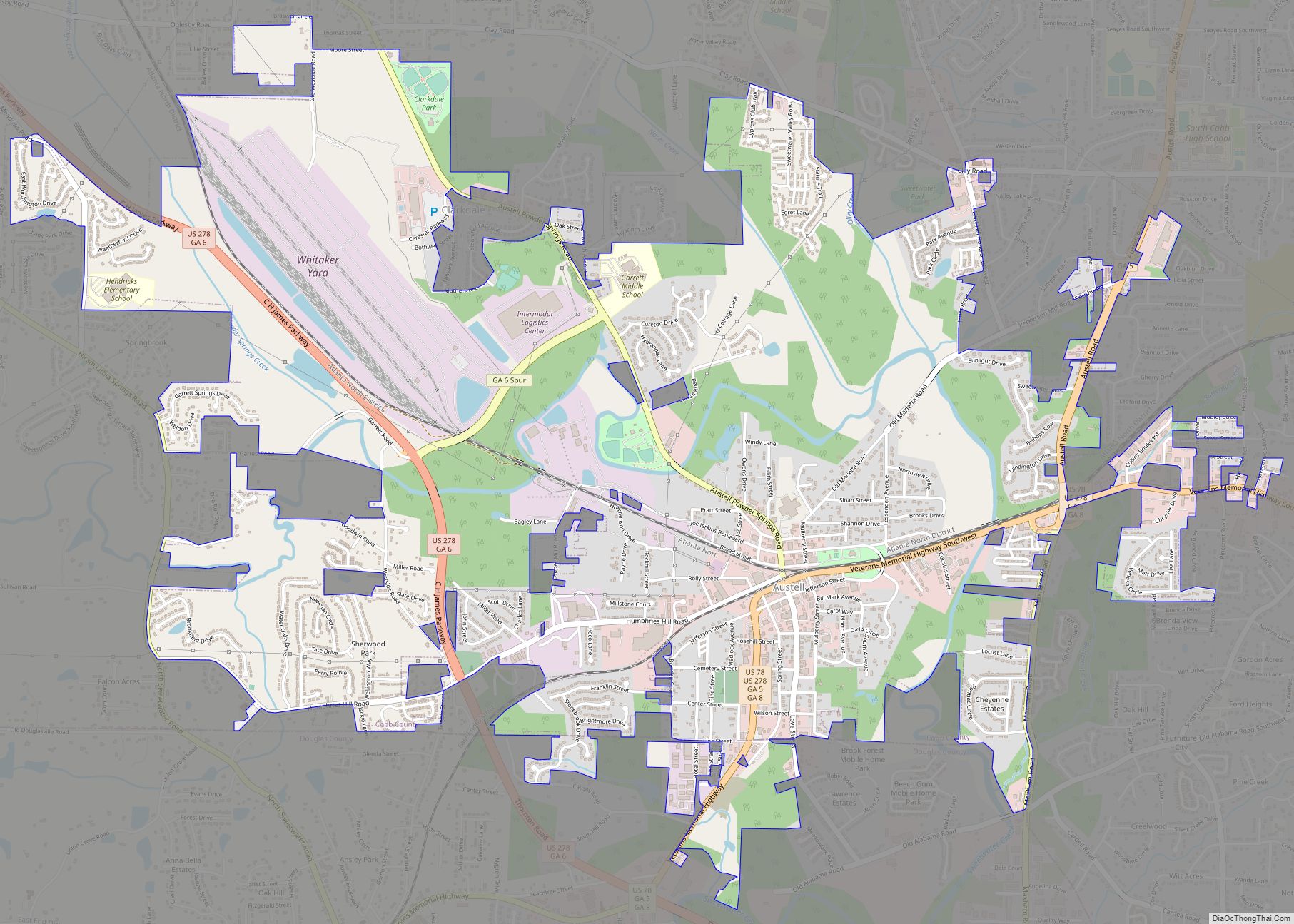 Map of Austell city