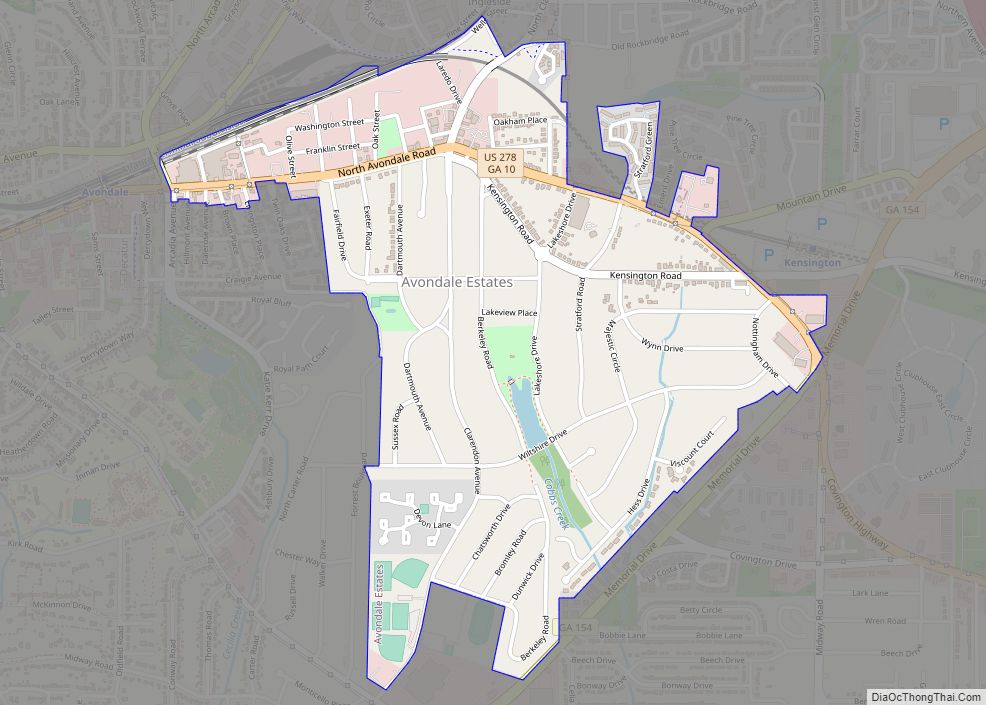 Map of Avondale Estates city