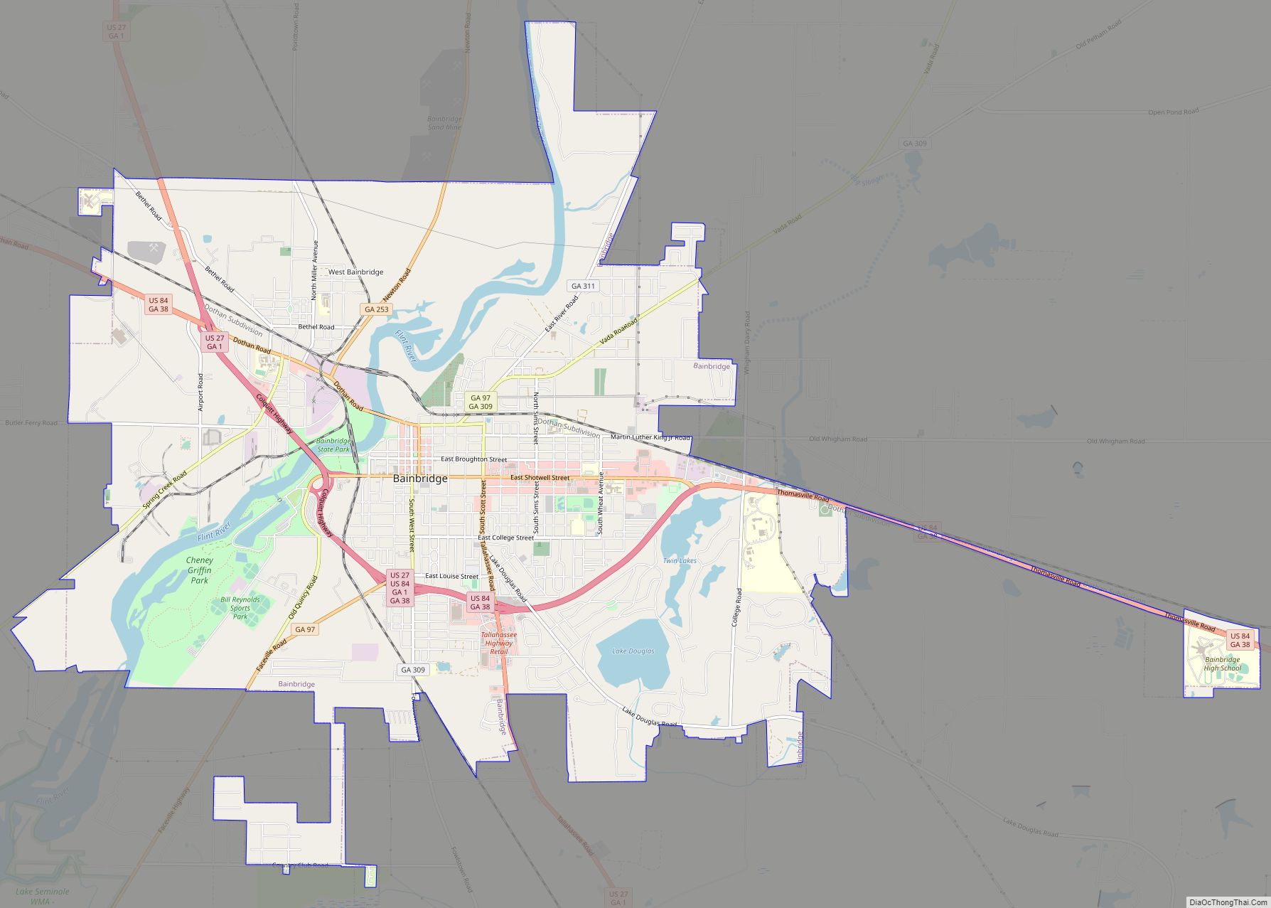 Map Of Bainbridge City Georgia   Bainbridge 