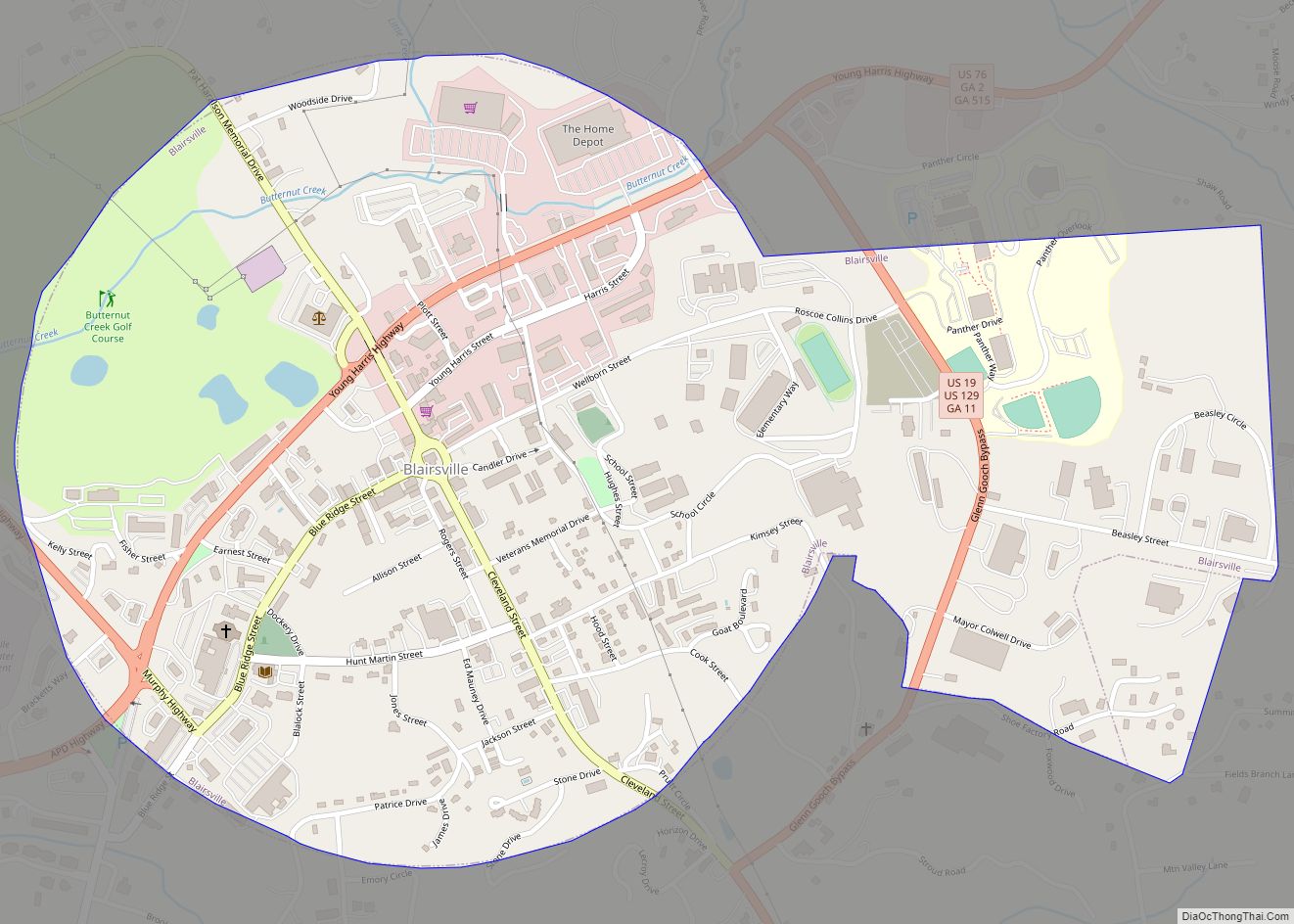 Map of Blairsville city, Georgia